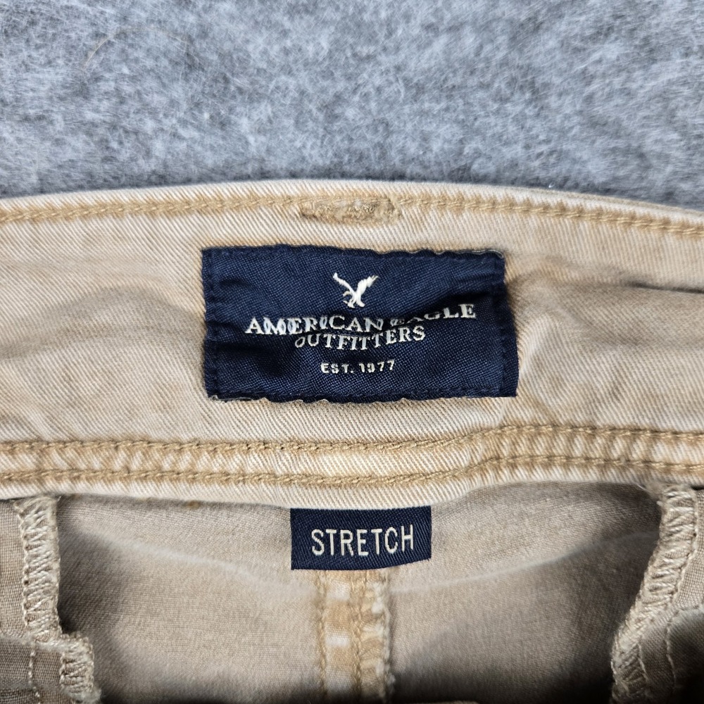 American Eagle Kick Boot Khaki Pants Tan Stretch Chino Women's Size 10 Regular - Picture 2 of 10
